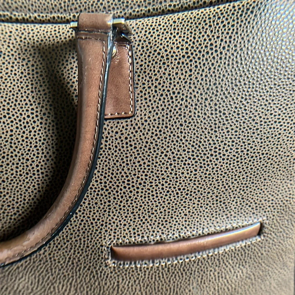 Jack Georges Pebbled Suede & Leather Messenger Crossbody Briefcase Case